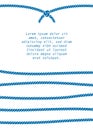 Blue and white navy rope striped and knot template for your text, vector