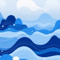 Blue And White Ocean Illustration: Simple And Colorful Artwork