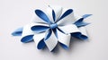 Origami Paper Gift With Prussian Blue Bow On White Background Royalty Free Stock Photo