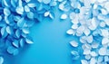 Blue and White Paper Leaves Arrangement on Soft Blue Background for Creative Designs Royalty Free Stock Photo