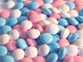 Blue, white and pink pills Royalty Free Stock Photo