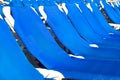 Blue and white plastic lounges Royalty Free Stock Photo