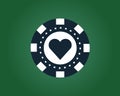 Blue white poker chip on a green background Royalty Free Stock Photo