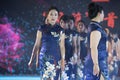 Blue and white porcelain group-Female cheongsam show