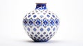 Blue And White Qajar Art Vase With Symmetrical Designs