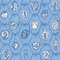 Blue and white pottery seamless pattern toile.