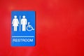 Blue and White Public Washroom Sign Royalty Free Stock Photo