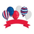 Blue white and red balloons with ribbon vector design Royalty Free Stock Photo