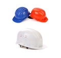 Blue white red hard hats Royalty Free Stock Photo