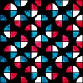 Blue white red polygons on a black background grunge effect seamless geometric background Royalty Free Stock Photo