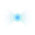 Blue and white rings. Sound wave wallpaper. Radio station signal. Circle spin vector background. Line texture. Royalty Free Stock Photo