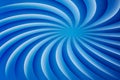 Blue and white rotating hypnosis spiral. Optical illusion. Hypnotic psychedelic vector illustration. Twirl abstract background.