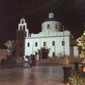 Blue and white Santorini church