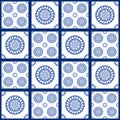 Blue and white seamless pattern for ceramic, porcelain, chinaware