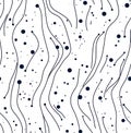 A blue and white seamless pattern of small simple squiggles