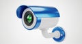 Blue and white security camera device isolated on white background Royalty Free Stock Photo