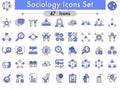 Blue And White Set Of Sociology Icons