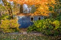 Blue shed in the garden in Autumn Royalty Free Stock Photo