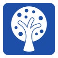 Blue, white sign - stylized tree with fruits icon Royalty Free Stock Photo