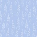 Blue and white simple striped feathers seamless pattern, vector