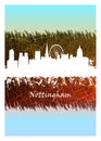 Nottingham skyline Blue and White