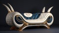 Stunning Retrofuturistic 3d Chair With Gold Dragons