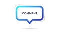 A blue and white speech bubble with the word COMMENT on a plain background Royalty Free Stock Photo