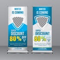Blue and white standing winter sale banners Royalty Free Stock Photo