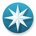 a blue and white starburst icon on a white background