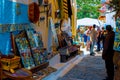 Blue and White Street in the Kasbah des Oudaias in Rabat Morocco Royalty Free Stock Photo