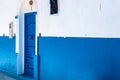 Blue and White Street in the Kasbah of the Udayas in Rabat Morocco Royalty Free Stock Photo