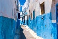 Blue and White Street in the Kasbah of the Udayas in Rabat Morocco Royalty Free Stock Photo