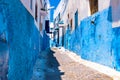 Blue and White Street in the Kasbah of the Udayas in Rabat Morocco Royalty Free Stock Photo