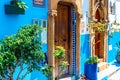 Blue and White Street in the Kasbah of the Udayas in Rabat Morocco Royalty Free Stock Photo