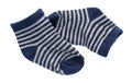 Blue and white striped baby socks Royalty Free Stock Photo