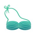 Blue and white striped bikini top, Summer swimwear fashion design. Beach clothing, female bra top vector illustration