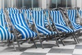 Blue and white striped deckchairs