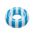 A blue and white striped inflatable pool ring on transparent background Royalty Free Stock Photo