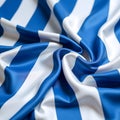 Blue and white striped satin fabric closeup Royalty Free Stock Photo