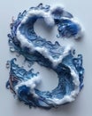 Blue and White Swirls Form the Letter S. Generative AI.