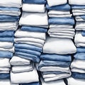 Blue and white T-shirts lie in a stack Royalty Free Stock Photo