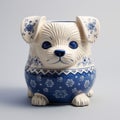 Handmade Glazed China Dog Shaped Flowerpot With Exquisite Detail Royalty Free Stock Photo