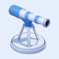a blue and white telescope icon cartoon illustration Royalty Free Stock Photo