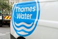 Blue and white Thames Water logo on side of van Royalty Free Stock Photo