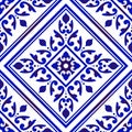 Decorative floral blue and white