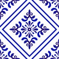 Blue and white tile pattern Royalty Free Stock Photo