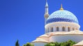 Blue and White Tiled Mosque Dome under a Clear Blue Sky Royalty Free Stock Photo