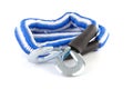 Blue and white towing rope