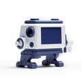 Blue And White Toy Robot: Caninecore Inspired 2d Navy Toy