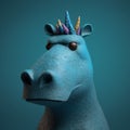 Blue And White Unicorn Horn 3d Model - Quirky And Playful Wildlife Art